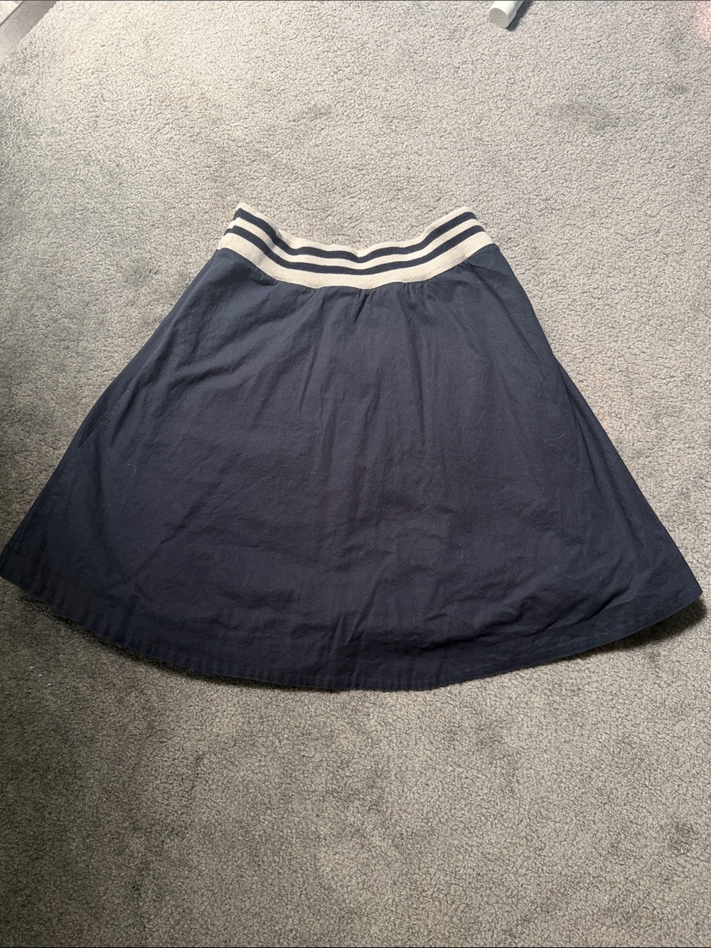 Japan Nice Claup Reversible Navy Skirt with Striped Elastic Waistband